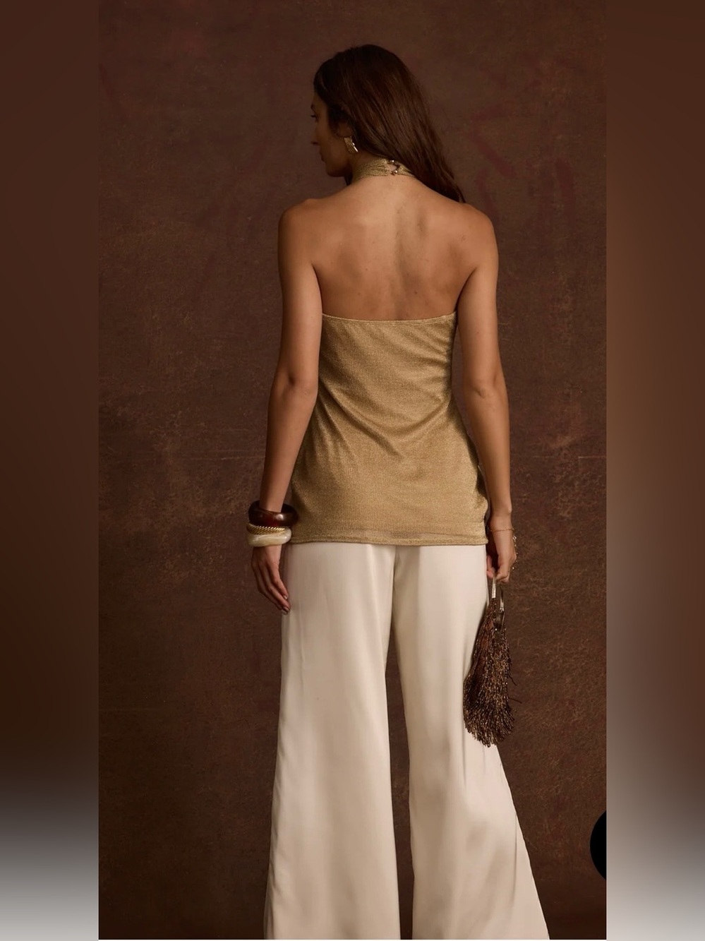 12th Tribe Moonlit Kiss Gold Lurex Halter Top - Picture 8 of 13